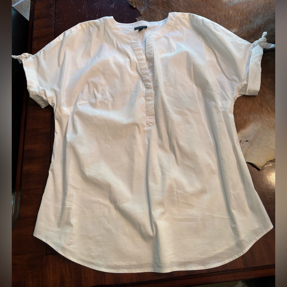 Talbots White tie sleeve v neck shirt